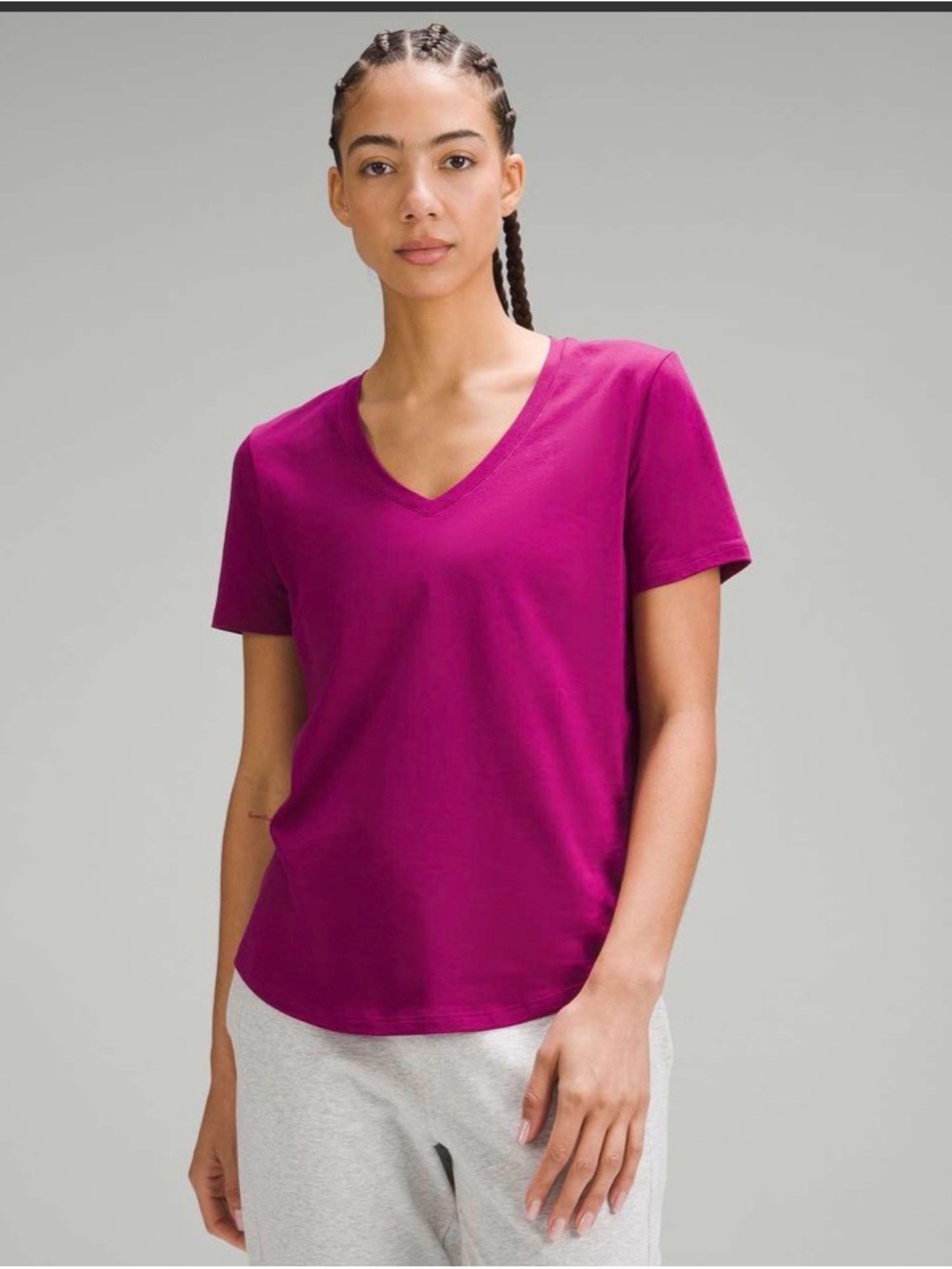 Lululemon “Love” Women’s V-Neck Short Sleeve Top - magenta purple